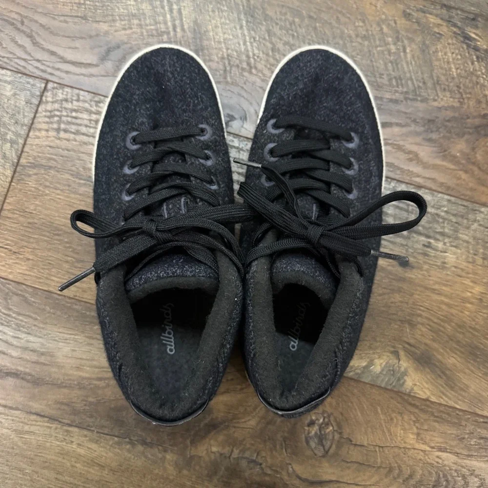 Allbirds Wool Piper Gray Black Charcoal Merino Wool Mid Top Sneakers Womens 8‎
